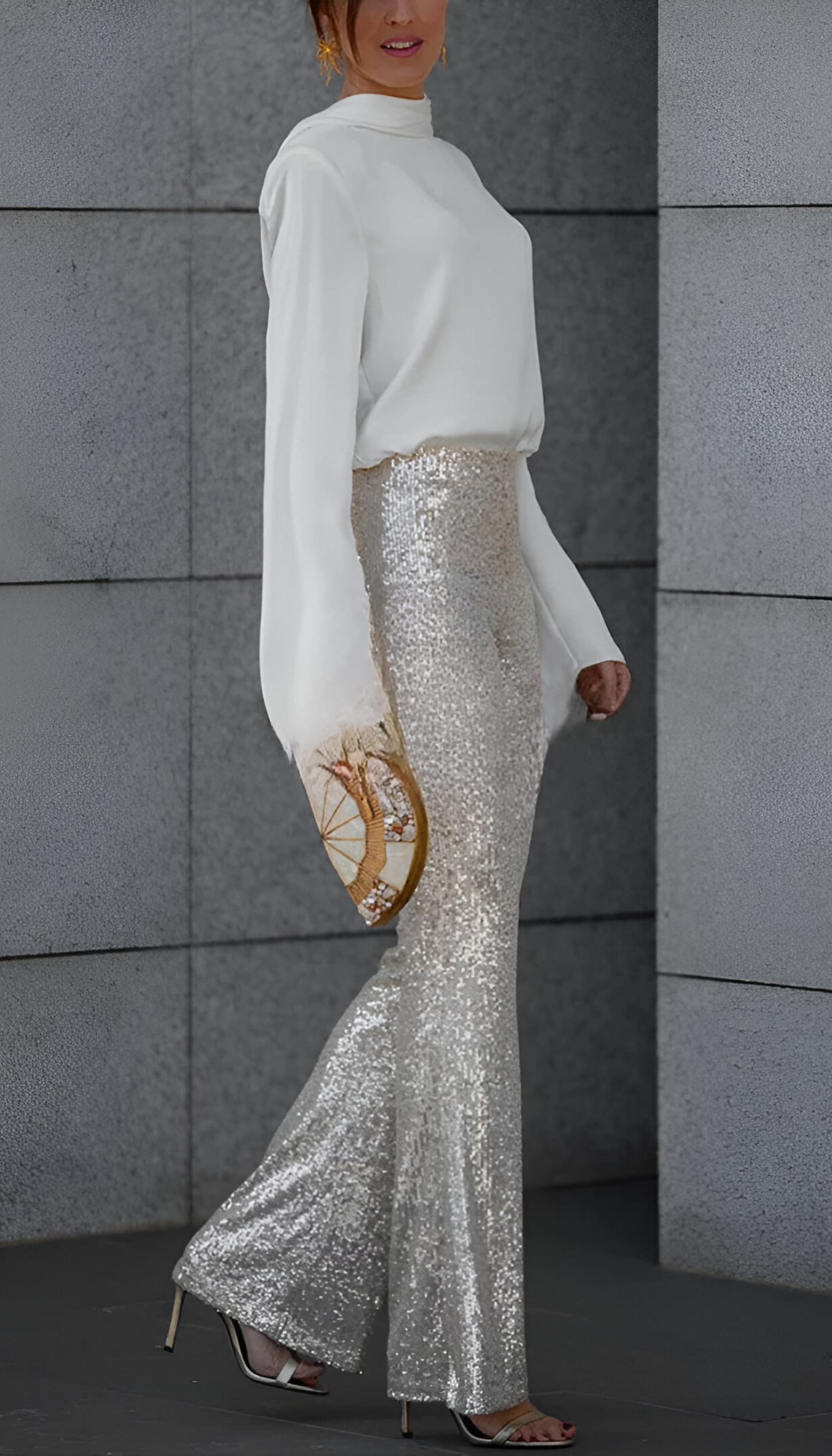 Zari™ | Pantalon Évasé à Paillettes Élégant